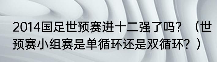 2014国足世预赛进十二强了吗？（世预赛小组赛是单循环还是双循环？）