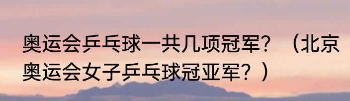 奥运会乒乓球一共几项冠军？（北京奥运会女子乒乓球冠亚军？）