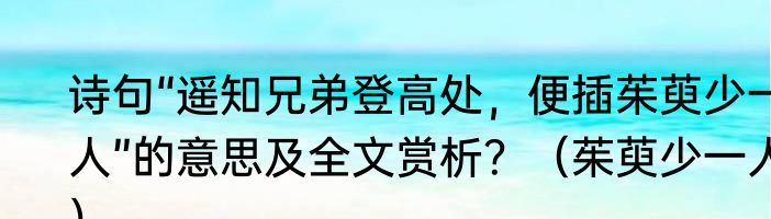 诗句“遥知兄弟登高处，便插茱萸少一人”的意思及全文赏析？（茱萸少一人）
