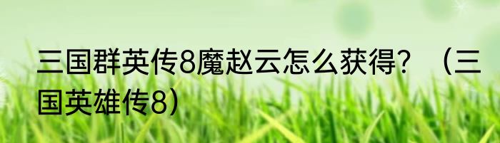 三国群英传8魔赵云怎么获得？（三国英雄传8）