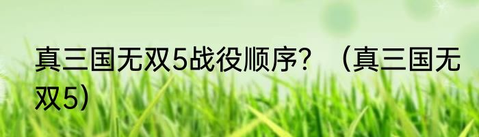 真三国无双5战役顺序？（真三国无双5）