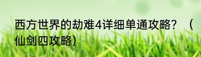 西方世界的劫难4详细单通攻略？（仙剑四攻略）