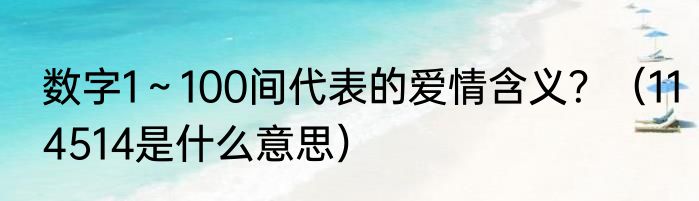 数字1～100间代表的爱情含义？（114514是什么意思）