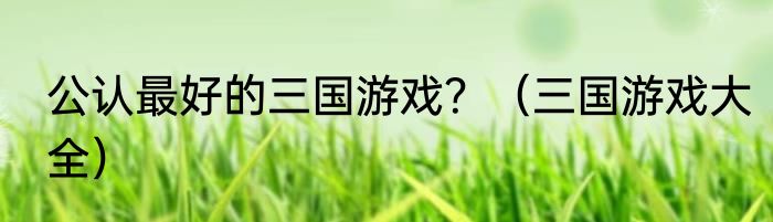 公认最好的三国游戏？（三国游戏大全）