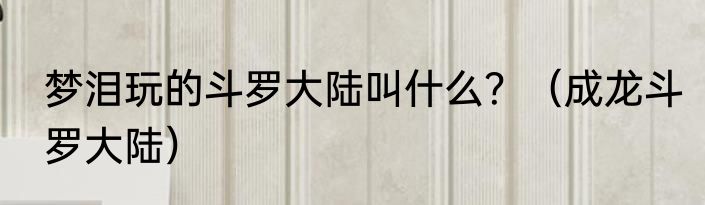 梦泪玩的斗罗大陆叫什么？（成龙斗罗大陆）