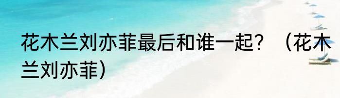 花木兰刘亦菲最后和谁一起？（花木兰刘亦菲）