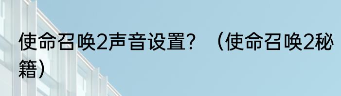 使命召唤2声音设置？（使命召唤2秘籍）