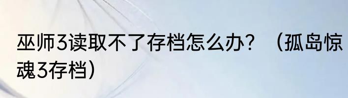 巫师3读取不了存档怎么办？（孤岛惊魂3存档）