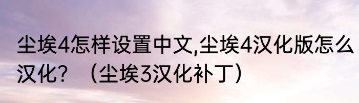 尘埃4怎样设置中文,尘埃4汉化版怎么汉化？（尘埃3汉化补丁）