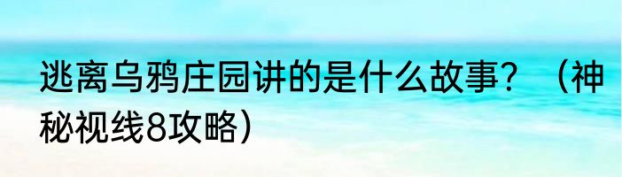 逃离乌鸦庄园讲的是什么故事？（神秘视线8攻略）