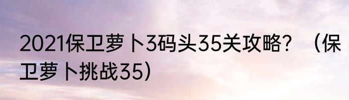2021保卫萝卜3码头35关攻略？（保卫萝卜挑战35）