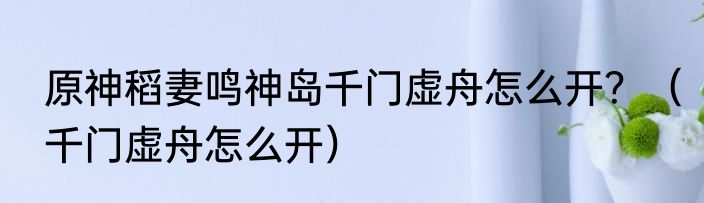 原神稻妻鸣神岛千门虚舟怎么开？（千门虚舟怎么开）