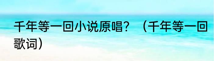 千年等一回小说原唱？（千年等一回歌词）