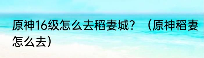 原神16级怎么去稻妻城？（原神稻妻怎么去）