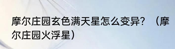 摩尔庄园玄色满天星怎么变异？（摩尔庄园火浮星）