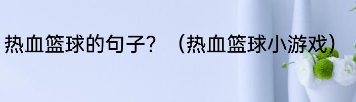 热血篮球的句子？（热血篮球小游戏）