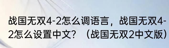 战国无双4-2怎么调语言，战国无双4-2怎么设置中文？（战国无双2中文版）