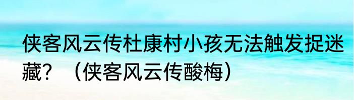 侠客风云传杜康村小孩无法触发捉迷藏？（侠客风云传酸梅）