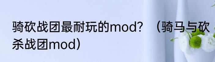 骑砍战团最耐玩的mod？（骑马与砍杀战团mod）