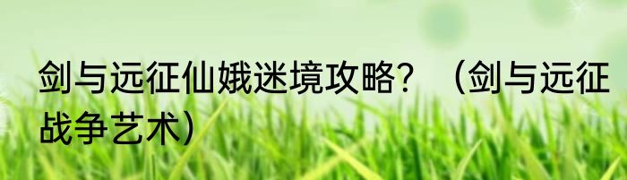 剑与远征仙娥迷境攻略？（剑与远征战争艺术）