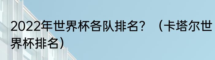2022年世界杯各队排名？（卡塔尔世界杯排名）