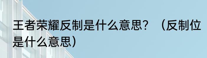 王者荣耀反制是什么意思？（反制位是什么意思）