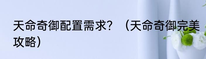 天命奇御配置需求？（天命奇御完美攻略）