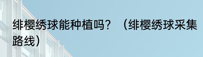 绯樱绣球能种植吗？（绯樱绣球采集路线）