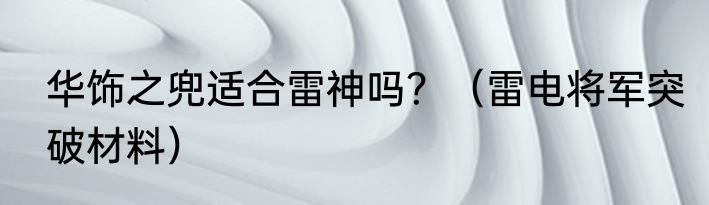 华饰之兜适合雷神吗？（雷电将军突破材料）