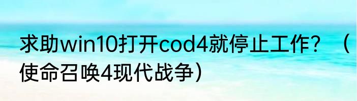 求助win10打开cod4就停止工作？（使命召唤4现代战争）