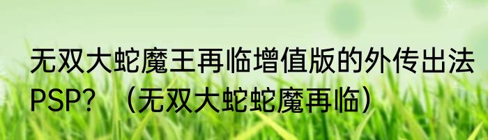 无双大蛇魔王再临增值版的外传出法PSP？（无双大蛇蛇魔再临）