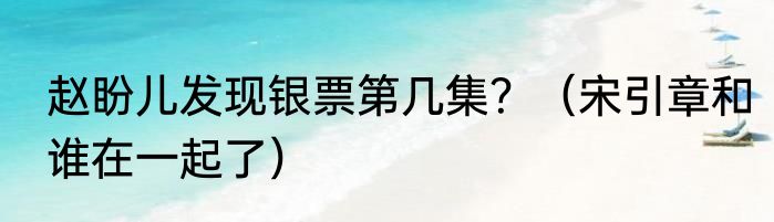 赵盼儿发现银票第几集？（宋引章和谁在一起了）