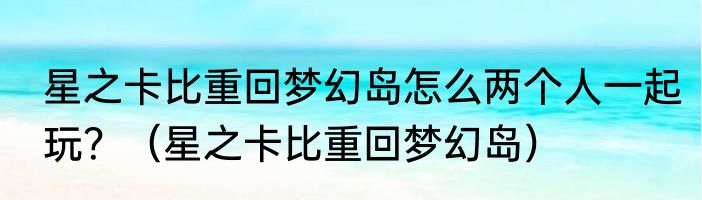 星之卡比重回梦幻岛怎么两个人一起玩？（星之卡比重回梦幻岛）
