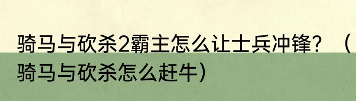 骑马与砍杀2霸主怎么让士兵冲锋？（骑马与砍杀怎么赶牛）