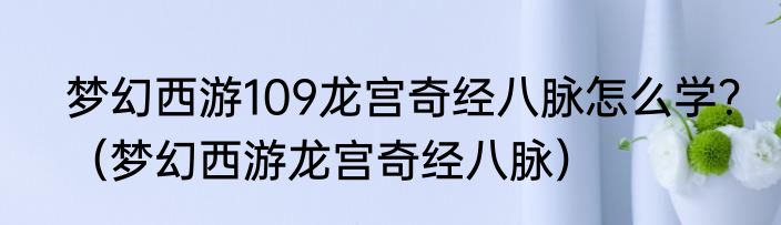 梦幻西游109龙宫奇经八脉怎么学？（梦幻西游龙宫奇经八脉）