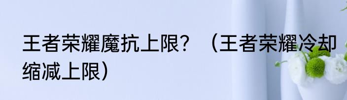 王者荣耀魔抗上限？（王者荣耀冷却缩减上限）