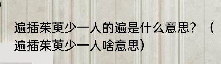 遍插茱萸少一人的遍是什么意思？（遍插茱萸少一人啥意思）