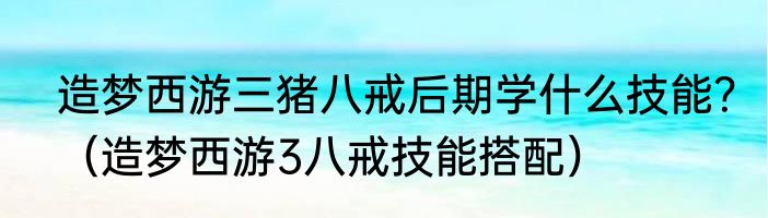造梦西游三猪八戒后期学什么技能？（造梦西游3八戒技能搭配）