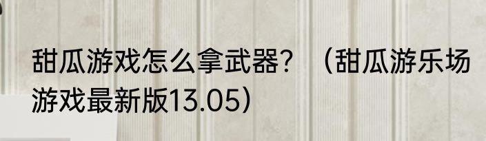 甜瓜游戏怎么拿武器？（甜瓜游乐场游戏最新版13.05）