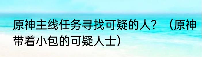 原神主线任务寻找可疑的人？（原神带着小包的可疑人士）