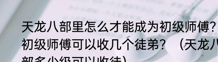 天龙八部里怎么才能成为初级师傅？初级师傅可以收几个徒弟？（天龙八部多少级可以收徒）