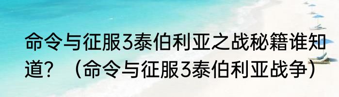 命令与征服3泰伯利亚之战秘籍谁知道？（命令与征服3泰伯利亚战争）