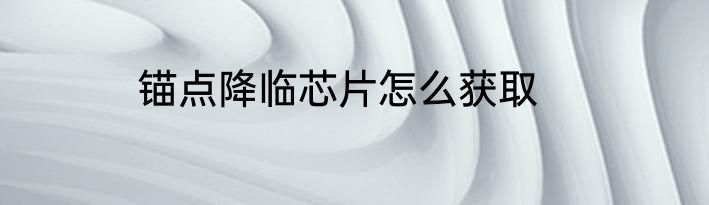 锚点降临芯片怎么获取