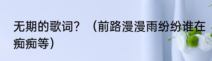 无期的歌词？（前路漫漫雨纷纷谁在痴痴等）