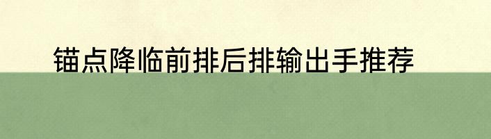 锚点降临前排后排输出手推荐