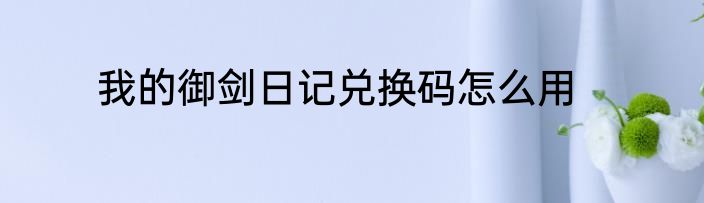 我的御剑日记兑换码怎么用