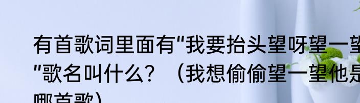 有首歌词里面有“我要抬头望呀望一望”歌名叫什么？（我想偷偷望一望他是哪首歌）