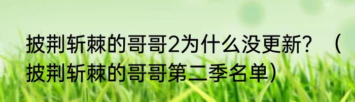 披荆斩棘的哥哥2为什么没更新？（披荆斩棘的哥哥第二季名单）