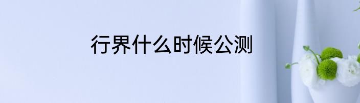 行界什么时候公测