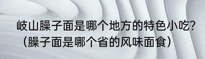 岐山臊子面是哪个地方的特色小吃？（臊子面是哪个省的风味面食）